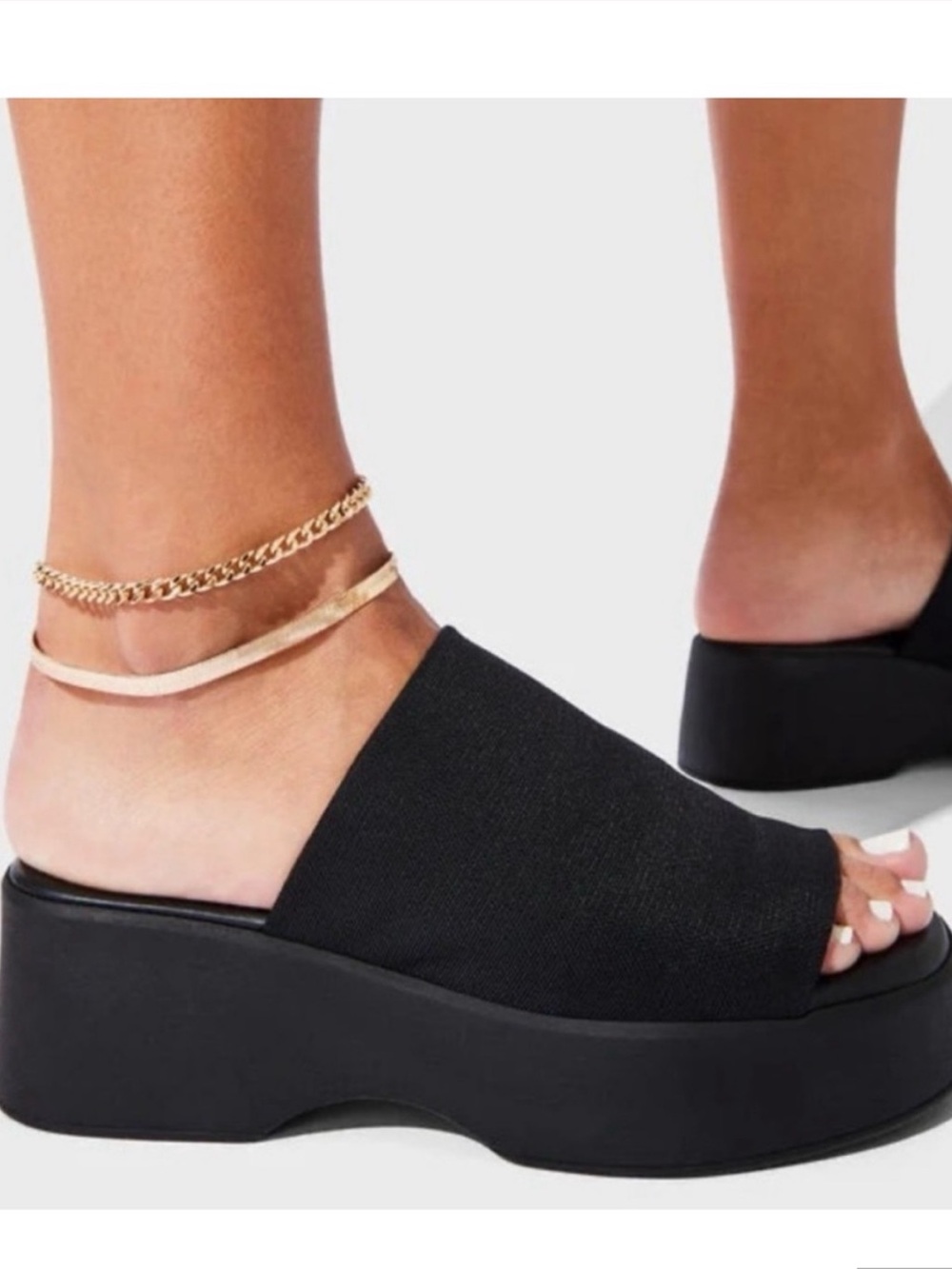 Steve Madden Slinky 30 Platform Sandals Black Stretch size 8 Made in Italy